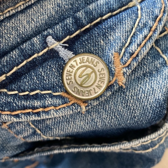Seven7 Jeans Vintage Denim Faded Mid Light Wash Jean Capris Size 12 - Picture 8 of 8
